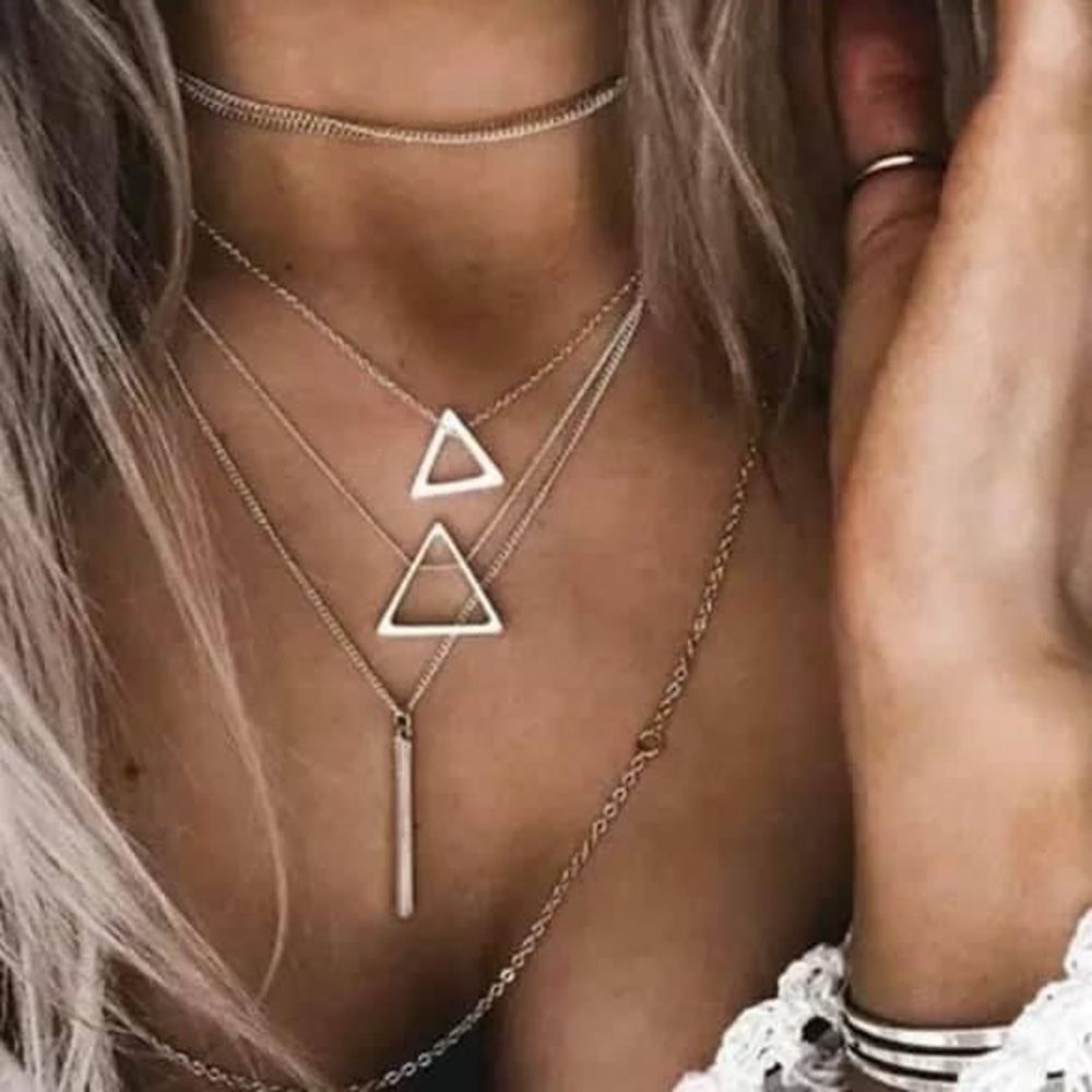 Multi Layer Triangle Bar Necklace - image 1